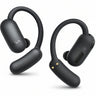 Black wireless ai translator earbuds on a white background